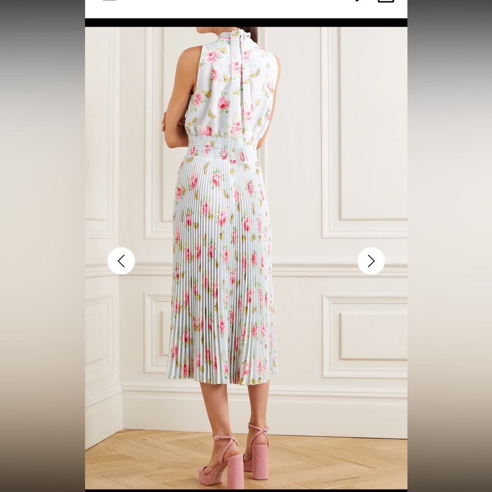 Prada Light Blue Floral Midi Dress with Pink Roses - Picture 8 of 11